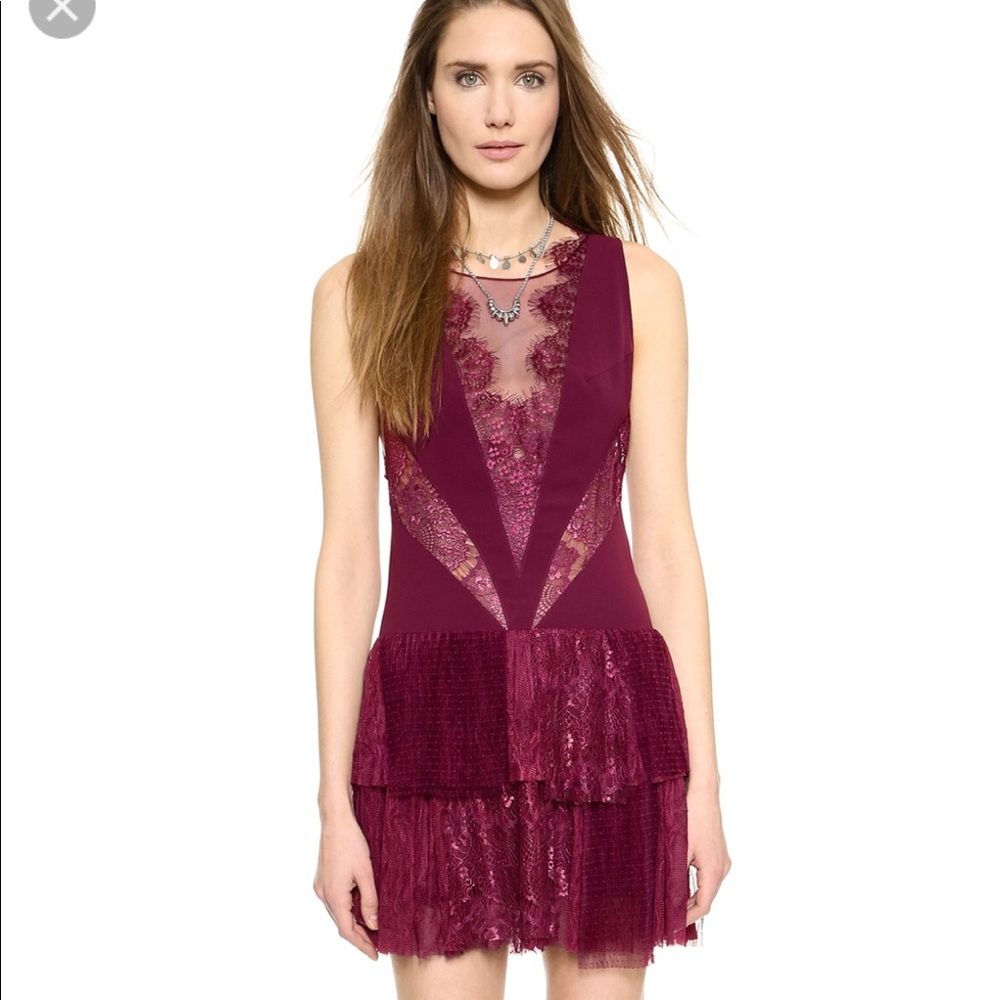 Free people red black dove lace mesh dress 0 - Picture 8 of 11